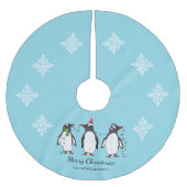 Drie feestelijke kerstpinguïns met aangepaste teks kerstboom rok (Voorkant)