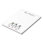 Drie feestelijke kerstpinguïns met aangepaste teks notitieblok (Linkerzijde)