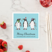 Drie feestelijke kerstpinguïns met aangepaste teks servet (Insitu)
