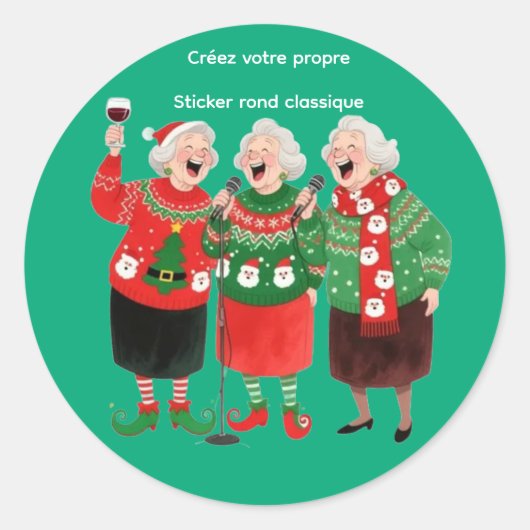 Drie feestelijke oudere vrouwen ronde sticker (Voorkant)