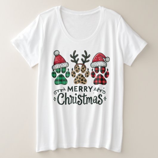 Drie Festieve Prettig Kerstmis Pootjes T-Shirt (Design voorkant)