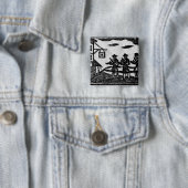 Drie Fiddlers van 'A Book Roxburghe Ballads' Vierkante Button 5,1 Cm (In situ)