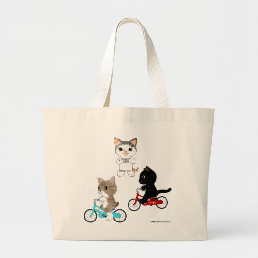 Drie fietscatten grote tote bag (Voorkant)