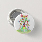 Drie figuren en Boom des Levens Ronde Button 3,2 Cm (Voorkant /achterkant)