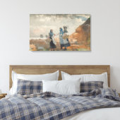 Drie Fisher Girls (bij Tynemouth, Northumberland) Canvas Afdruk (Insitu (Slaapkamer))