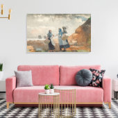 Drie Fisher Girls (bij Tynemouth, Northumberland) Canvas Afdruk (Insitu (Woonkamer))