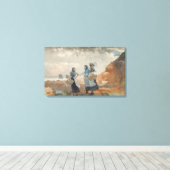 Drie Fisher Girls (bij Tynemouth, Northumberland) Canvas Afdruk (Insitu (Houten vloer))