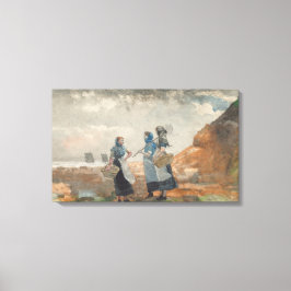 Drie Fisher Girls (bij Tynemouth, Northumberland) Canvas Afdruk