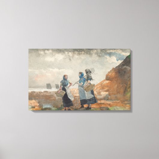 Drie Fisher Girls (bij Tynemouth, Northumberland) Canvas Afdruk (Voorkant)