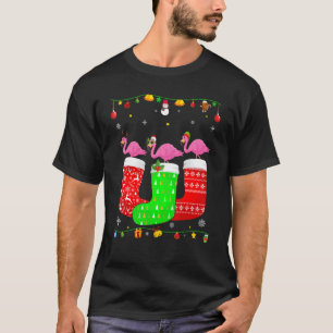 Drie Flamingo In Kerstsokken Matching Xmas Pyjama T-shirt