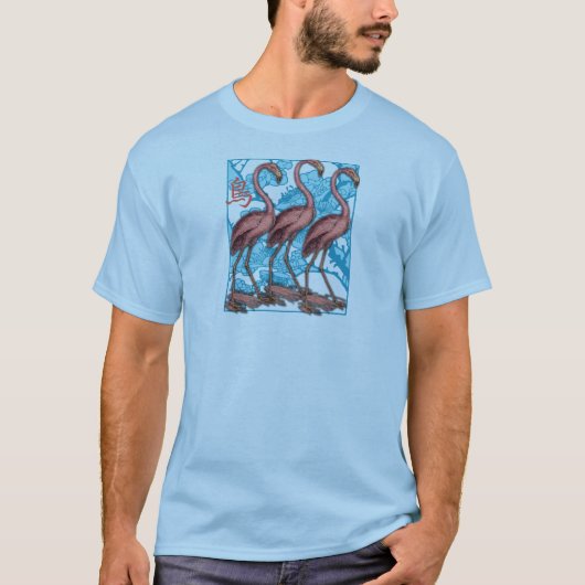 Drie Flamingos met bloemen T-shirt (Voorkant)