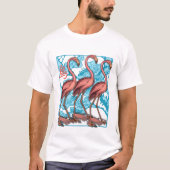 Drie Flamingos met bloemen T-shirt (Voorkant)
