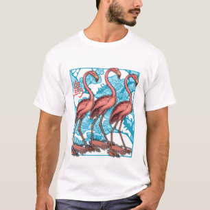 Drie Flamingos met bloemen T-shirt