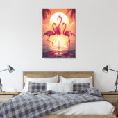 DRIE FLAMINGO'S Surrealistisch Canvas Afdruk (Insitu (Slaapkamer))