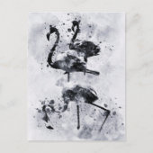 Drie Flamingo's Zwart en Wit Aquarel Briefkaart (Voorkant)