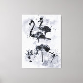 Drie Flamingo's Zwart en Wit Aquarel Canvas Afdruk (Voorkant)