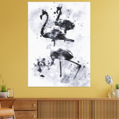 Drie Flamingo's Zwart en Wit Aquarel Canvas Afdruk (Insitu (Woonkamer))