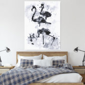 Drie Flamingo's Zwart en Wit Aquarel Canvas Afdruk (Insitu (Slaapkamer))