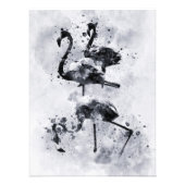 Drie Flamingo's Zwart en Wit Aquarel Foto Afdruk (Voorkant)