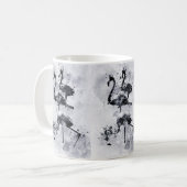 Drie Flamingo's Zwart en Wit Aquarel Koffiemok (Voorkant links)