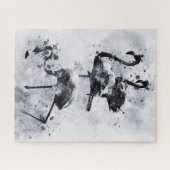 Drie Flamingo's Zwart en Wit Aquarel Legpuzzel (Horizontaal)
