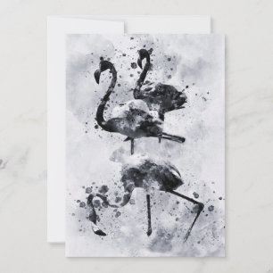 Drie Flamingo's zwart-wit Waterverf Bedankkaart