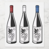 Drie Flessen Voeding- en Drankenlabelset Wijn Etiket (Enkel label)