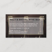 Drie flessenvertoning, rustieke wijnbar visitekaartje (Achterkant)