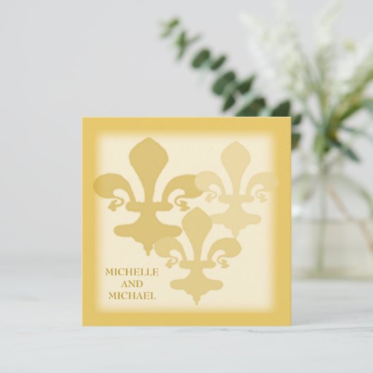 Drie Fleur de Lis Golden Impressions Kaart (Staand voorkant)