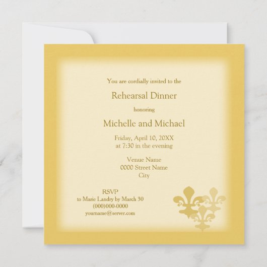 Drie Fleur de Lis Golden Impressions Kaart (Achterkant)