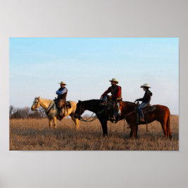 Drie Flint Hills Cowboys Poster