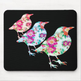 Drie Floral Birdies Muismat