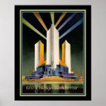 Drie 'Fluted Towers'-wereldbeurs van 1933 Poster<br><div class="desc">Colorful,  Art Deco,  poster met de drie 'Fluted Towers' op de beurs van Chicago in 1933.</div>