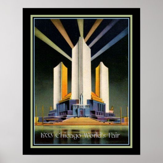 Drie 'Fluted Towers'-wereldbeurs van 1933 Poster (Voorkant)