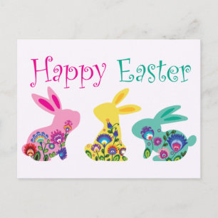 Drie Folklore Easter Bunnies Briefkaart