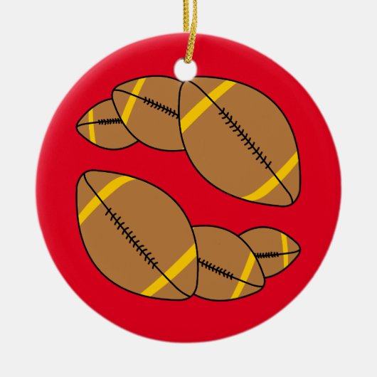 Drie Footballs Keramisch Ornament (Voorkant)