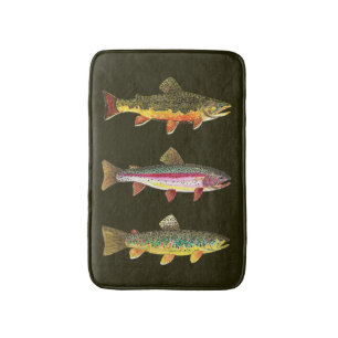 Drie forel-decor badmat