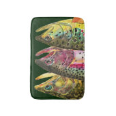 Drie forel-decor badmat (Voorkant Verticaal)