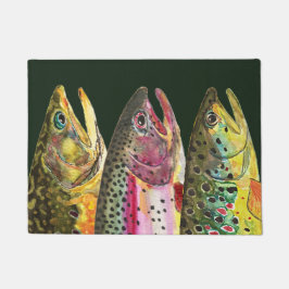 Drie forel-decor deurmat