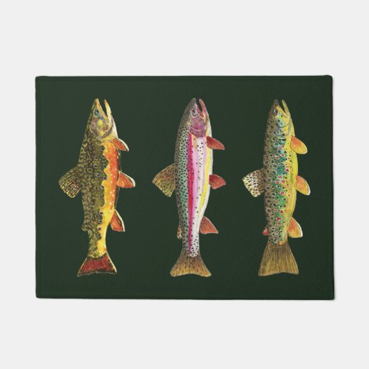 Drie forel-decor deurmat (Voorkant)