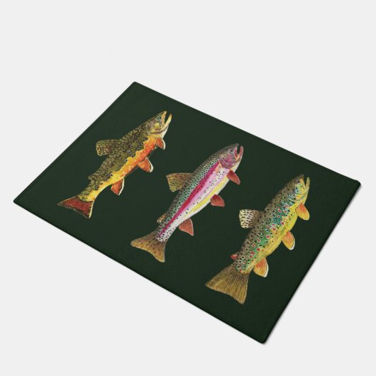 Drie forel-decor deurmat (Schuin)