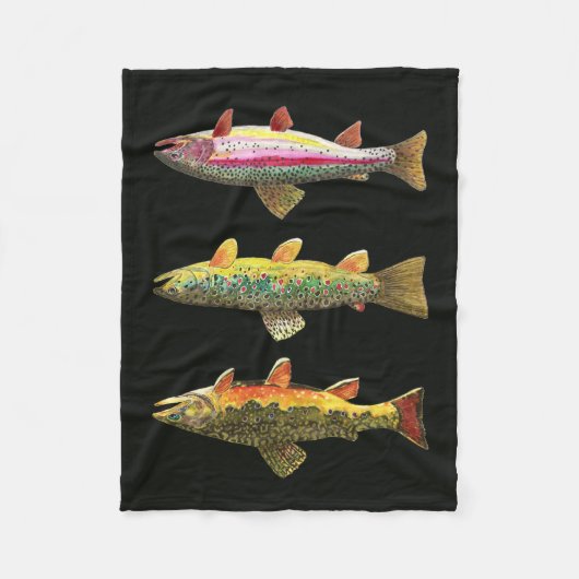 Drie forel-decor fleece deken (Voorkant)