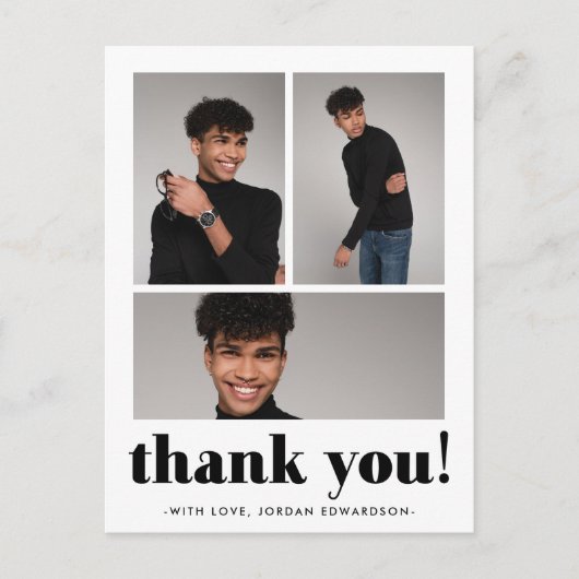 Drie Foto Afstuderen Dank u Briefkaart (Voorkant)