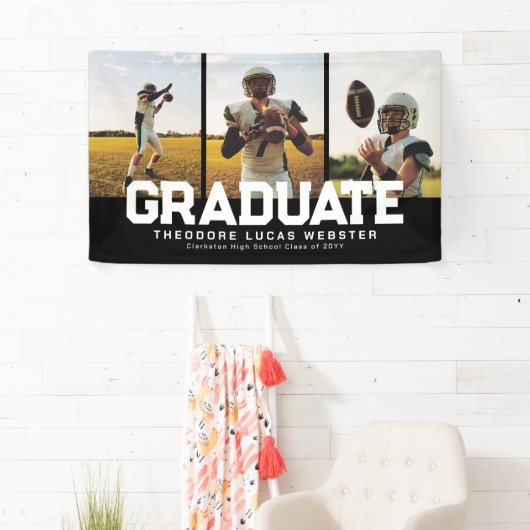 Drie foto afstuderen vettig zwart afstuderen spandoek (Insitu)