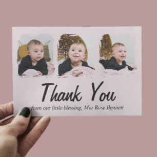 Drie Foto Baby Shower Bedankkaart
