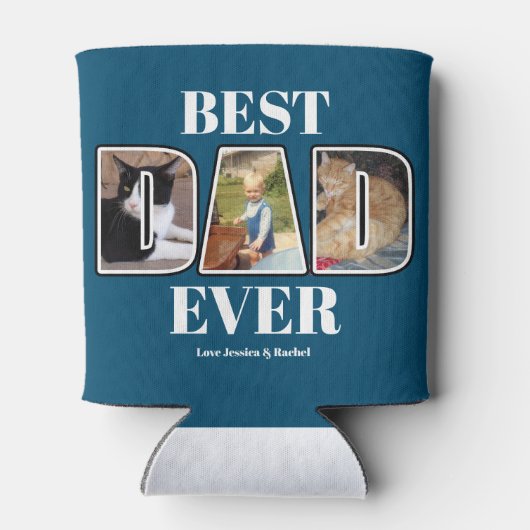 Drie Foto Best Dad Ever Custom Name Koelbox Blikjeskoeler (Achterkant)