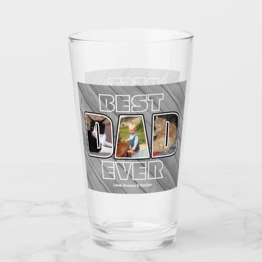 Drie foto Beste vader ooit op maat Glas (Voorkant)