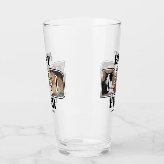 Drie foto Beste vader ooit op maat Glas (Links)