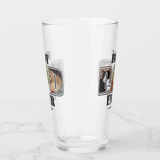 Drie foto Beste vader ooit op maat Glas (Rechts)