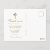 Drie Foto Bloemenkruis Eerste Communie Blush Briefkaart (Achterkant)